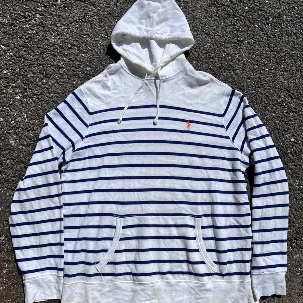 1990s Polo Ralph Lauren PinStriped Hoodie size XXL